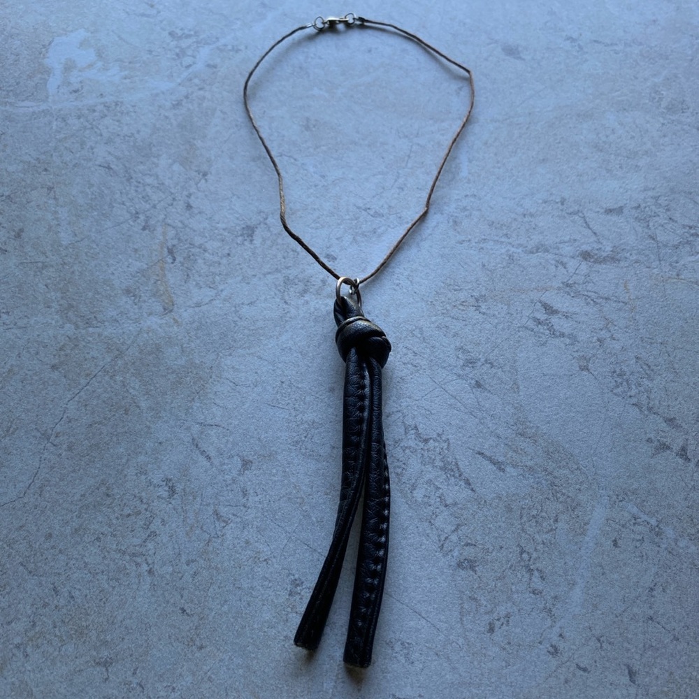 Black Faux Leather Tie Hemp Choker